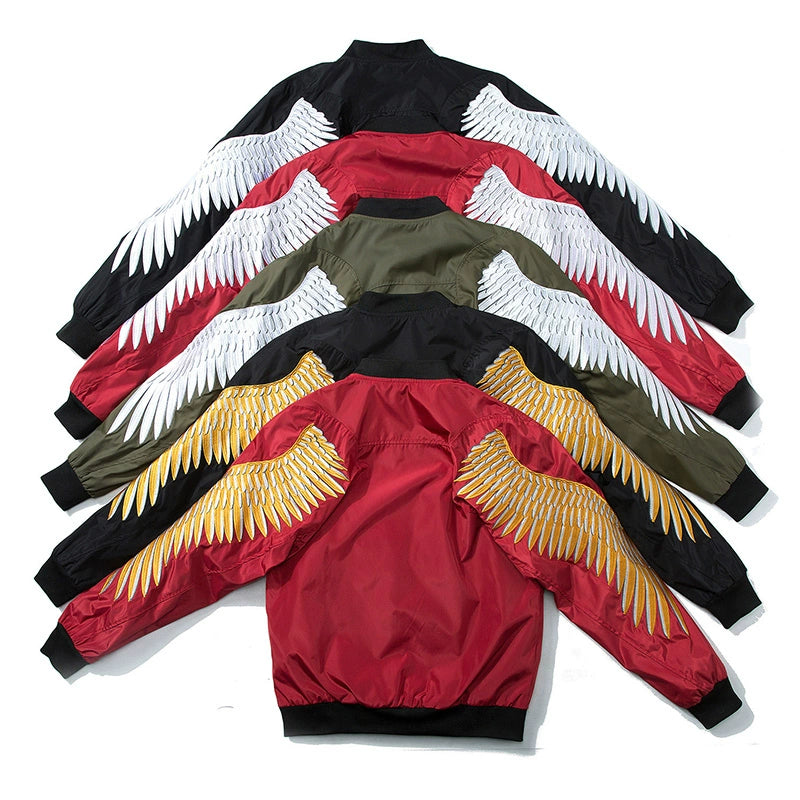 Embroidered Wings Spring and Autumn Couple's Bomber Jacket