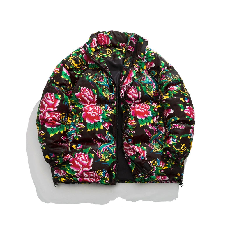 Wassup Glory Winter Thickened Big Flower Cotton-Padded Jacket