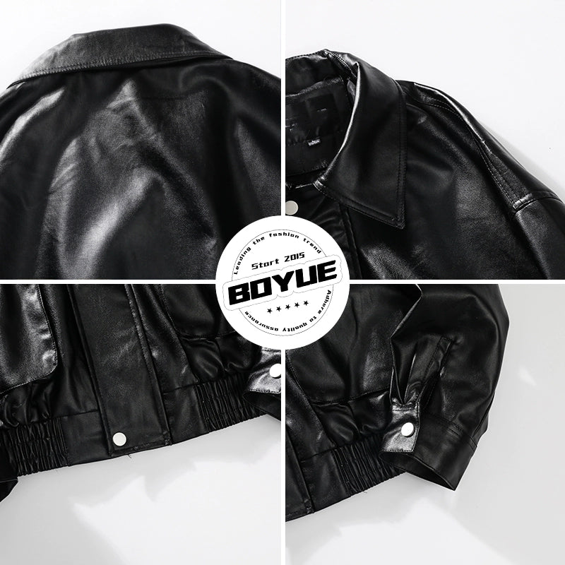 Boyue Leather Coat Autumn and Winter Locomotive