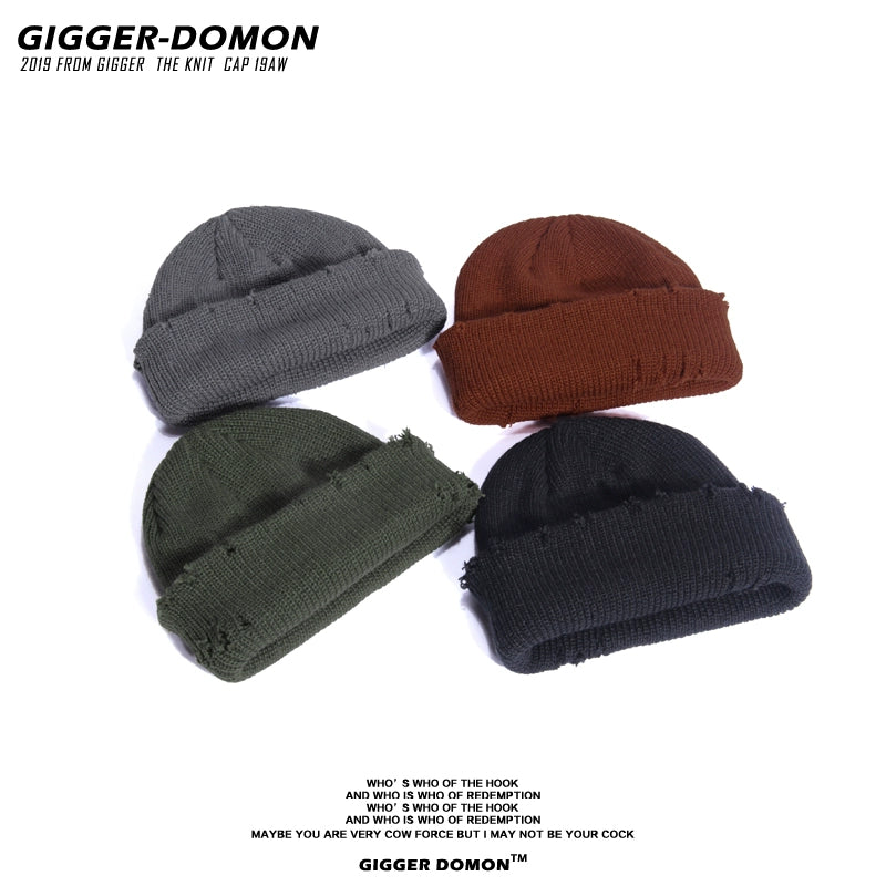 Hip Hop Autumn and Winter Beggar Ripped Cool Short Skullcap