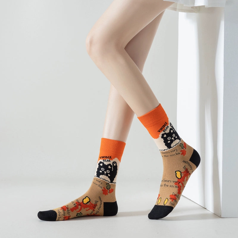 Artsy Colorful Creative Women's Autumn Thin Cotton Socks