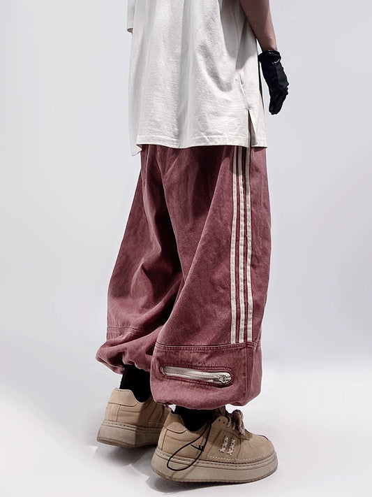 Hip Hop Three-Bar Sports Japanese Style Cropped Pants