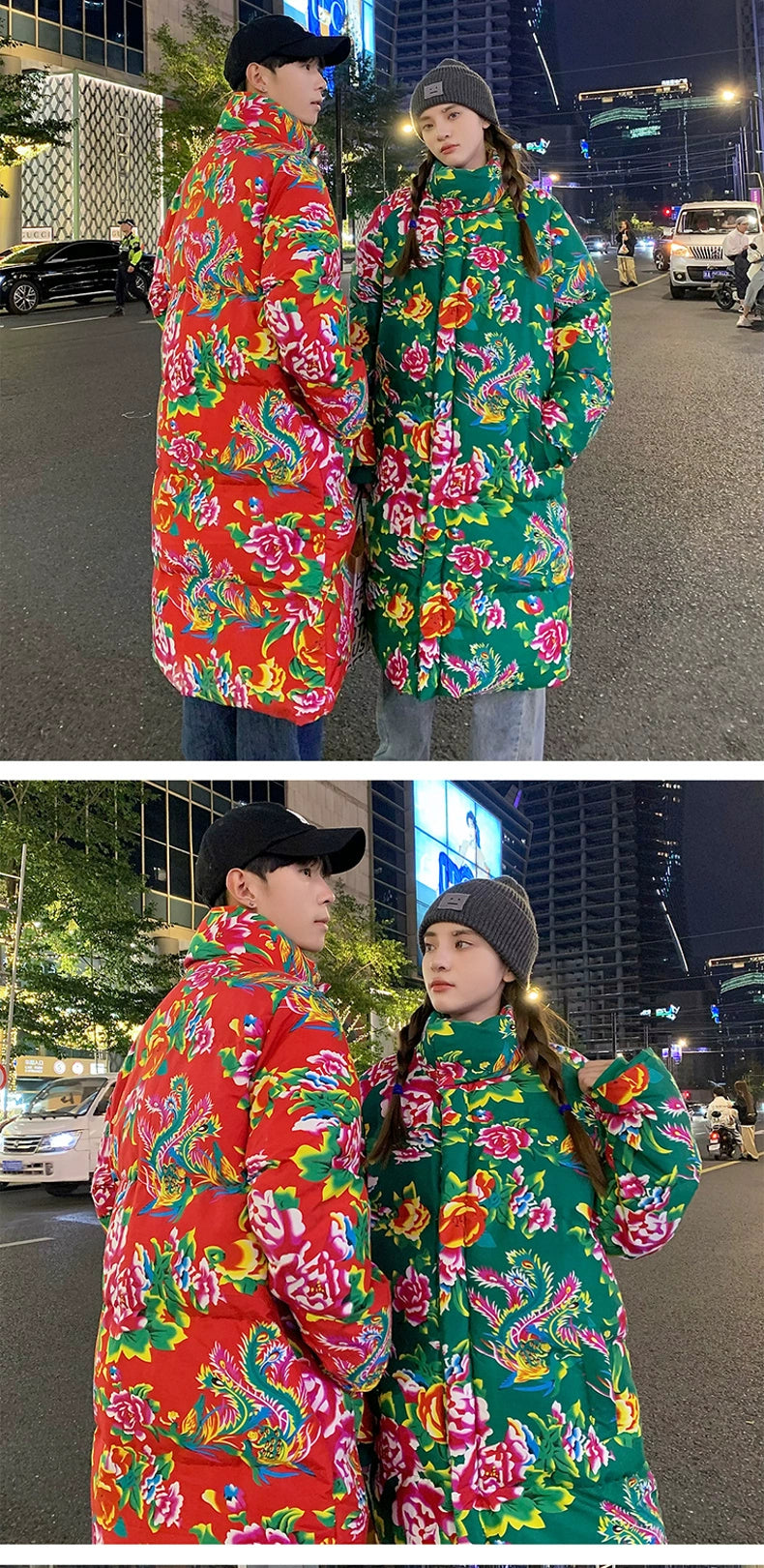 Wassup Glory Winter Thickened Big Flower Cotton-Padded Jacket