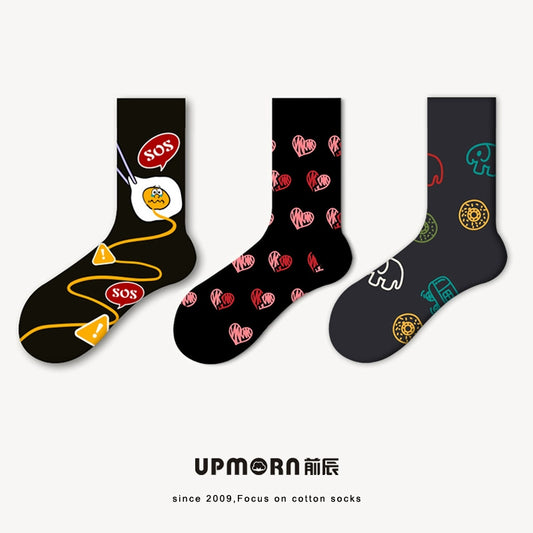 Trendy Socks Animation Spring Cotton Sweat-Absorbent Autumn Women's Cartoon