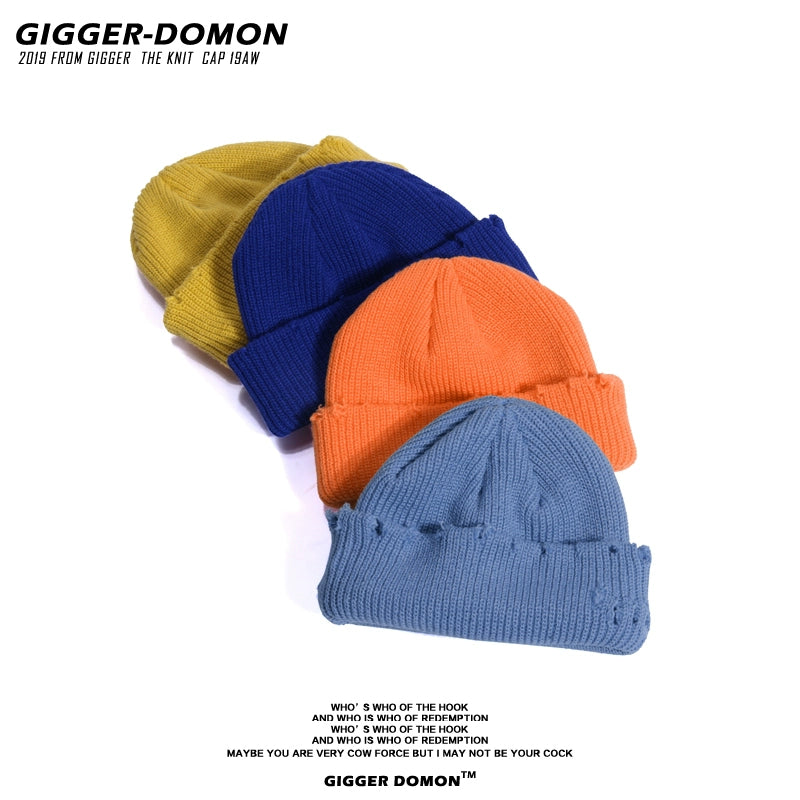 Hip Hop Autumn and Winter Beggar Ripped Cool Short Skullcap