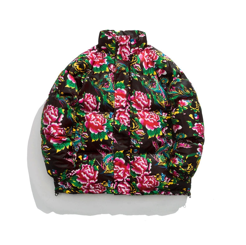 Wassup Glory Winter Thickened Big Flower Cotton-Padded Jacket