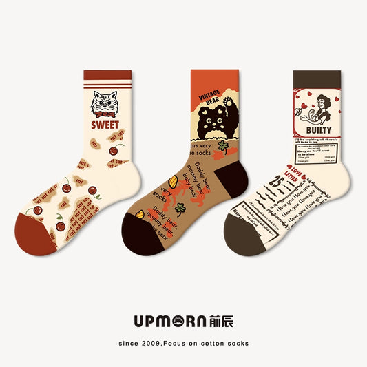 Artsy Colorful Creative Women's Autumn Thin Cotton Socks