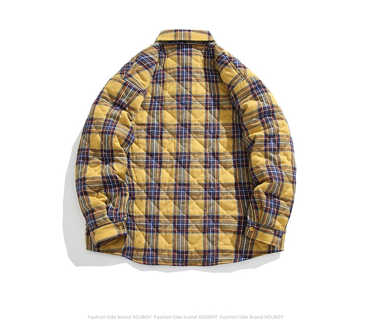 51 Hip Hop American Vintage Thickened Plaid Cotton-Padded Coat for Men Winter Tide Embroidery Couple Cotton Coat Jacket