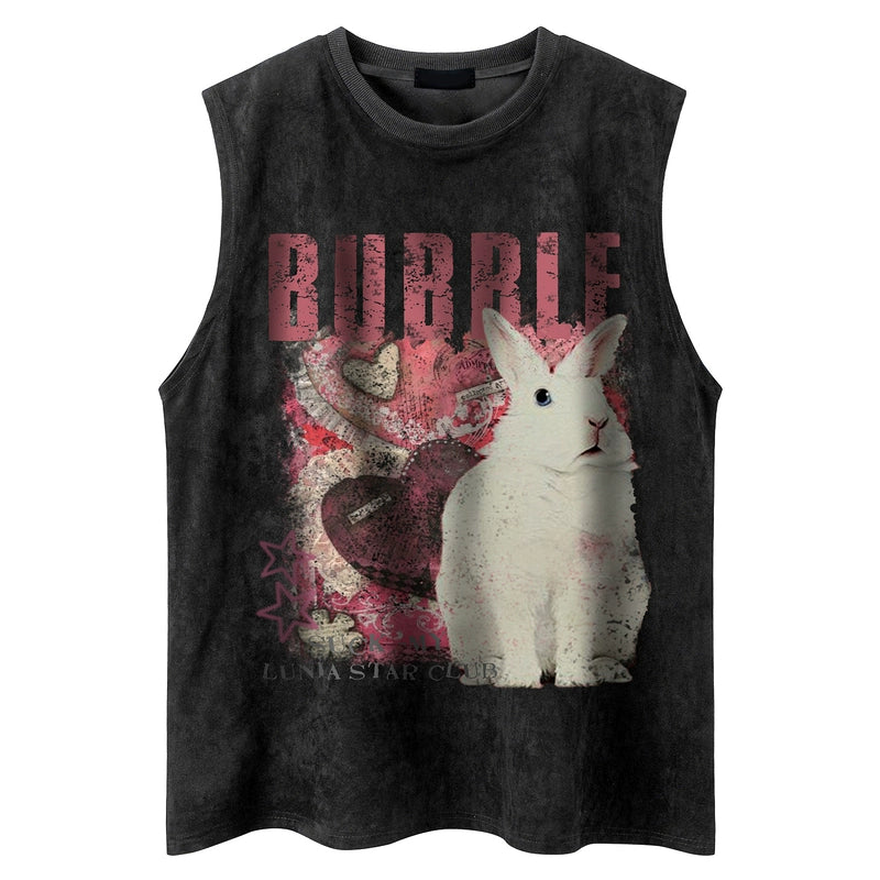 51 Hip-hop European and American Fashion Brand Fun Rabbit Print Basketball Vest Men's Summer Hiphop Waistcoat Sleeveless T-shirt